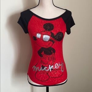 Disney Red Mickey Mouse Short Sleeve Tee Size S